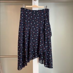 H&M SZ 10 Floral Navy Tiered Ruffle Skirt